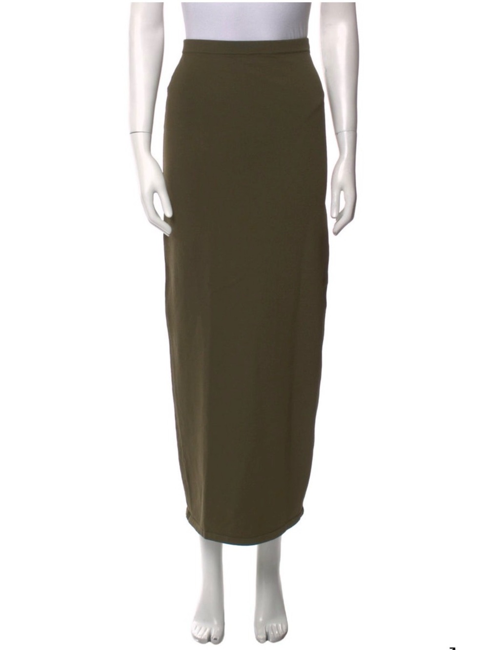 Dissh Olive Green Maxi Pencil Skirt with Elasticized Waist and Slit, Size S